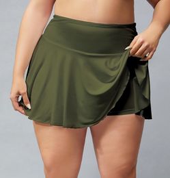 Lu-01 Women Sport Plus Size Yoga Skirts Running Shorts Solid Colour Pleated Tennis Golf Skirt Anti Exposure Fitness Short