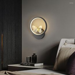 Wall Lamp Nordic Creative Fashion Bedroom Bedside TV Background Stair Hallway Unique Lighting Surface Mounted Butterfly