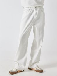 Men's Jeans A2053 Loose Straight Solid Colour Versatile Casual Korean Style Trendy White Trousers Pants