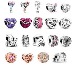 2023 Women's Sterling Silver Pandora Charm Happy Mother's Day Birthday Hot Air Balloon Spread Love Beads