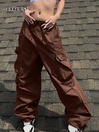 Women's Pants Capris Weekeep Casual Oversized Cargo Pants Big Pocket Patchwork Baggy Low Rise Pants For Women Grunge 2000s Streetwear Capris y2k Chic L230310