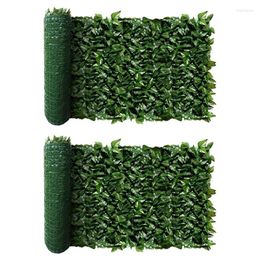 Decorative Flowers 2X Fence Wall Decoration Artificial Green Leaves Can Stretch Privacy Screen Plant Suitable For Home Garden