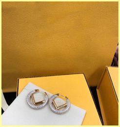 Pendientes Hoops Designer Diamond Hoop Pendientes Pendientes de cartas para mujeres Mujeres para la novia Luxury F Earring Jewelry Brands6062082