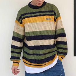 Men's T Shirts High-Quality Warm Knitted Base TShirt Fashionable Loose Oversize Couple Striped T-Shirt Hip-Hop Funny Clothes Tops