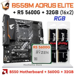 Gigabyte B550M AORUS ELITE AM4 Motherboard AMD RYZEN 5 5600G 32GB DDR4 3200MHz Ram AMD B550 Mainboard Combo AM4 Ryzen Kit