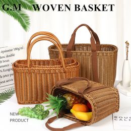 Storage Baskets Household Shopping Basket Ins Style Portable Storage Basket Flower Basket Picnic Food Fruit Organiser Pography Props 230310