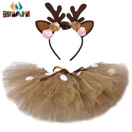 Skirts Baby Girls Deer Rabbit Tutu Skirt Outfit For Kids Christmas Reindeer Costume Toddler Girl Clothes Child Birthday 114Y 230310