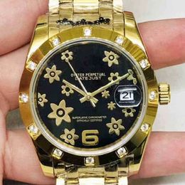 Professional Luxury designer watches SUPERCLONE Datejust RO 2824 3135 watch Es n c Date Aaaaa Mens Mechanical Watch Automatic Log Golden Black Flower