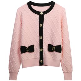 305 2023 Brand SAme Style Sweater Long Sleeve White Pink Women's Sweaters Crew Neck Cardigan Fashion Cloth mingmei
