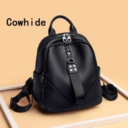 School Bags Cowhide Shoulder Backpack HighCapacity Ladies 2023 Women's Travel Chest Bag Fashion For Girls Leather Leisure 230310