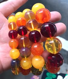 Strand Multicolor Amber Beeswax Beads Bracelet 12-20mm Men Women Certificate