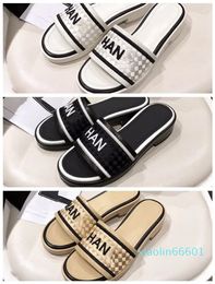 Embroidered Woven Slippers Spring and Summer Color-blocked Alphabet Rhombus Home Style Slippers