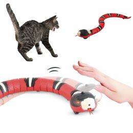 Cat Toys Smart Sensing Interactive Automatic Eletronic Snake Teasering Play USB Rechargeable Kitten for s Dogs Pet dges 230309