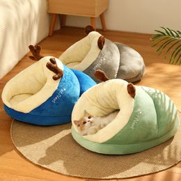 Cat Beds Furniture Sweet Bed Winter Warmth Plush Pet House Cozy Kitten Cushion Basket Little Mat house Supplies For Small Medium s 230309