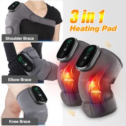Leg Massagers Thermal Knee Massager Electric Leg Joint Heating Vibration Massage Therapy Elbow Brace Arthritis Pain Physiotherapy Knee Support 230310