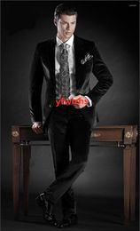 Men's Suits Handsome Velveteen Groomsmen Notch Lapel Groom Tuxedos Men Wedding/Prom Blazer ( Jacket Pants Tie) B403