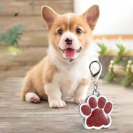 Cute Dog Paw Shaped Pet Tag Name Brand Key Ring ID Card Keychain Metal Puppy Cat Neck Pendant Key Holder Wholesale 6 Colours DBC