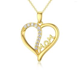 Chains YFN 14K Real Gold Heart Necklace For Women Yellow Dainty Jewerly Gifts Birthday Mothers Day