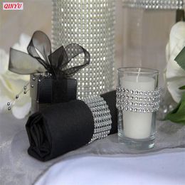 Decorative Flowers 1 Yard DIY Mesh Trim Bling Diamond Crystal Ribbons Wrap Cake Roll Tulle Party Wedding Decoration Event Supplies 6zhh193