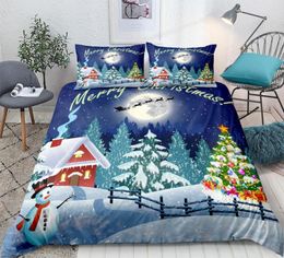 Bedding Sets Merry Christmas Set Santa Claus Duvet Cover Decoration For Home Bedclothes 3-piece Textiles