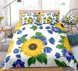 Bedding Sets Sunflower Set Flowers Bed Linen Floral Yellow Sunflowers Home Textile Boys Girls Bedclothes Microfiber Beds
