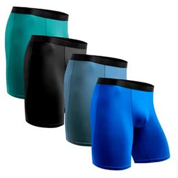 Underpants 3 Pcs/Lot Men's Soft Sexy Sports Shorts Large Size Long Men Ice Silk Boxer Briefs