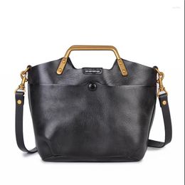 Evening Bags Johnature Versatile Genuine Leather Handbag Vintage Natural Cowhide Women Bag Leisure Solid Colour Large Capacity Shoulder