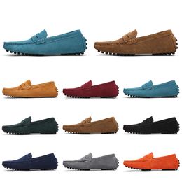 mens women Casual Shoes Leather soft sole black white red orange blue brown comfortable outdoor sneaker 011