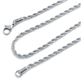 Chains VQYSKO Men Women Stainless Steel Braiding Chain Necklaces Twist Tone 2mm 45-55cm Long
