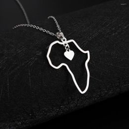 Pendant Necklaces Dreamtimes Fashion Outline Africa Map Necklace For Women Men Girl Stainless Steel Heart Flag Party Hollow Jewelry Gifts