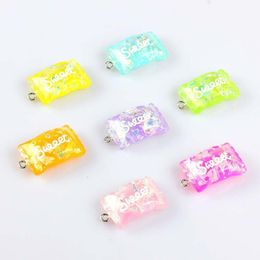 Charms 10pcs 27 17mm Resin Food Pendant Glitter Candy Transparent Charm Accessores For DIY Earrings Jewellery SuppliesCharms