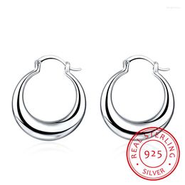 Hoop Earrings LEKANI Crescent Moon Round Creole For Women 925 Sterling Silver Statement Fine Jewellery Brincos Female Gifts