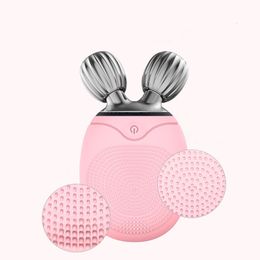 Face Massager LINMEE Roller Electric Silicone Cleansing Brush Vibration Massage Cleaner lift Beauty Tool 230309