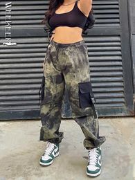 Women's Pants Capris Weekeep Camouflage Cargo Pants Big Pocket Patchwork Baggy High Waist Sweatpants Y2k Aesthetic Streetwear Jogging Trousers Ladies L230310