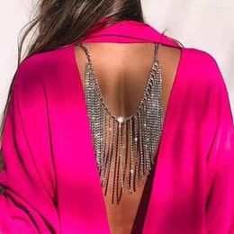 Chains Women's Sexy Shiny Rhinestone Long Tassel Multilayer Necklace Back Chain Jewellery Wedding Party Backless Dress Accessories Jewelr