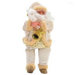 Christmas Decorations -Goods Sitting Santa Claus Doll Home Furnishing Gift Flannel Toys Xmas Table Decor Creamy-White