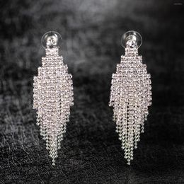 Stud Earrings European And American Exaggerated Long Fashion Chain Tassel Women's Personality Style Diamond