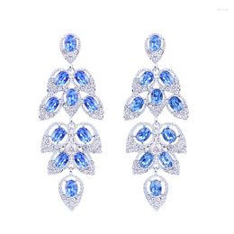 Stud Earrings Fashion Hyperbole Leaf Earring Vintage Big Long Crystal For Women Classic Rhinestone Punk Party Girls Fine Jewelry