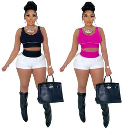 NEW Summer Outfits Women Tracksuits Two Piece Sets Sexy Sleeveless Tank Top and Shorts Matching Jogger suits Outwork Sportswear Clothes 9446