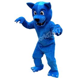 Hot Sales New Adult Blue Panther Mascot Costume Simulation Cartoon Character Outfits Suit Adults Outfit Christmas Carnival Fancy Dress for Men Women