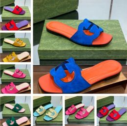 Summer Brand Interlocking Sandals Shoes Women Cut-out Slide Flats Lifestyles Footwear Slip On Female Flip Flops Perfect Nice Lady Slippers EU35-43