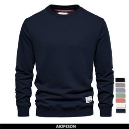 Men's Hoodies Sweatshirts AIOPESON Streetwear Cotton Mens Sweatshirt Casual Solid Color Long Sleeve Spring Sweatshirt Men Quality Classic Mens Cl 230310