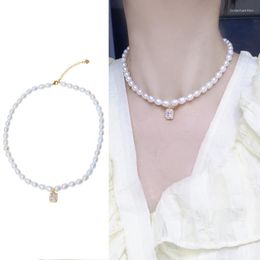 Chains Gold Plated Real Natural Freshwater 6-7mm Size Pearl Necklace Fashion Charm Jewelry Anniversary Party Wedding Gift 2pcs/lot