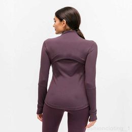 Women's Jackets L-78 Autumn Winter New Zipper Jacket Quick-Drying Yoga Clothes Long-Sleeve Thumb Hole Training Running Jacket Women Slim Fitness 448