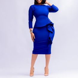 Casual Dresses Winter Fashion Dress Women's Solid Round Neck Long Sleeve Pencil Dress Elegant Fitted Dress Women 230309