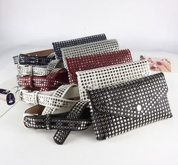 Waist Bags Fashionable ladies PU belt bag rivet decoration detachable small dualuse 230310