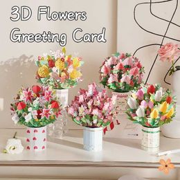 Gift Cards 3D Greeting Card PopUp Flower Cards For Birthday Mothers Father's Day Graduation Flora Card Wedding Anniversary Postcards Gifts Z0310