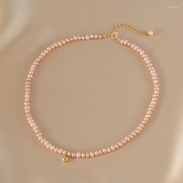 Choker Minar Classic Pink Irregular Freshwater Pearl Beaded Necklaces For Women Copper Gold Ball Beads Necklace Party Jewellery