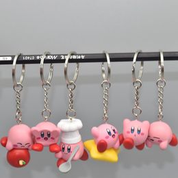 Anime Manga Kirby Anime Games Keychain Pendant Kawaii Cartoon Pink Kirby Waddle Dee Doo Action Figure Mini Dolls Toys for Kids Birthday Gift 230309