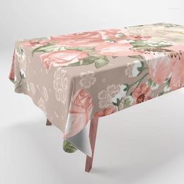 Table Cloth Pink Flower Pattern Rectangular Tablecloth Home Decor Colorful Outdoor Stain Resistant